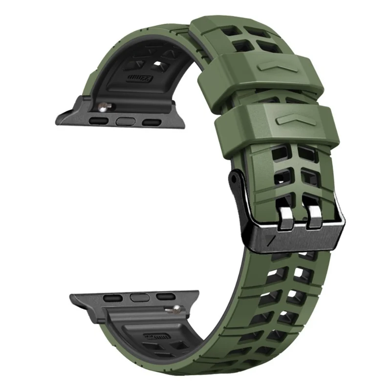 Silicone Dual Color Wrist Strap for Apple Watch Series 1-5 42mm-44mm - Black+Grey