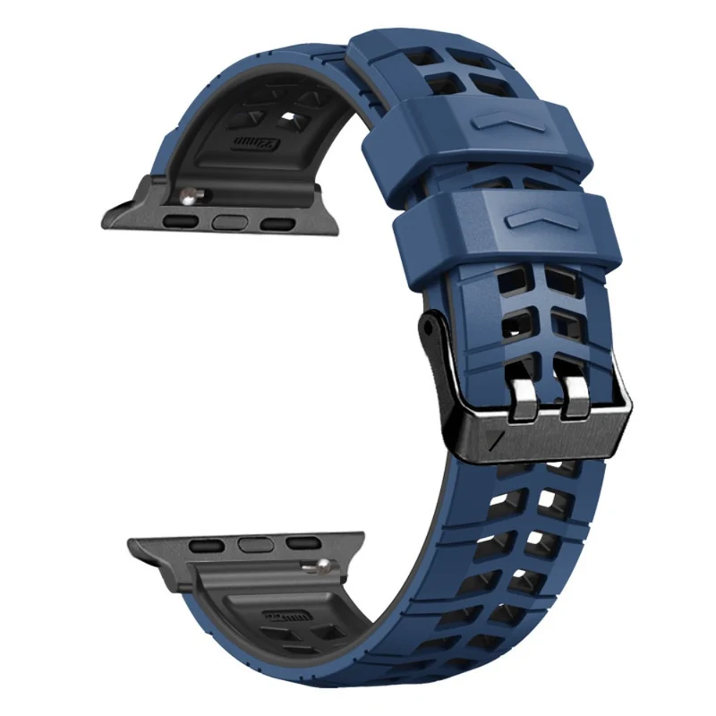 Silicone Dual Color Wrist Strap for Apple Watch Series 1-5 42mm-44mm - Black+Grey