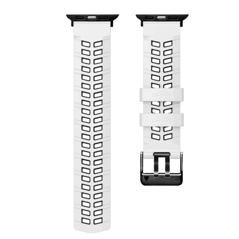 Silicone Dual Color Wrist Strap for Apple Watch Series 1-5 42mm-44mm - Black+Grey