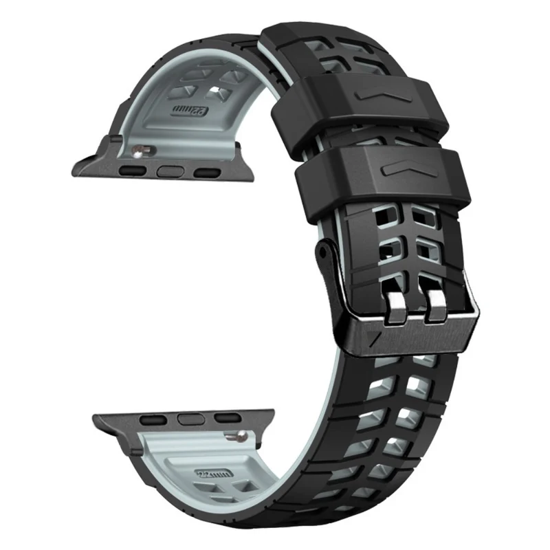 Silicone Dual Color Wrist Strap for Apple Watch - Black+Grey