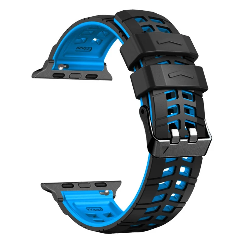 Silicone Dual Color Wrist Strap for Apple Watch - Black+Grey