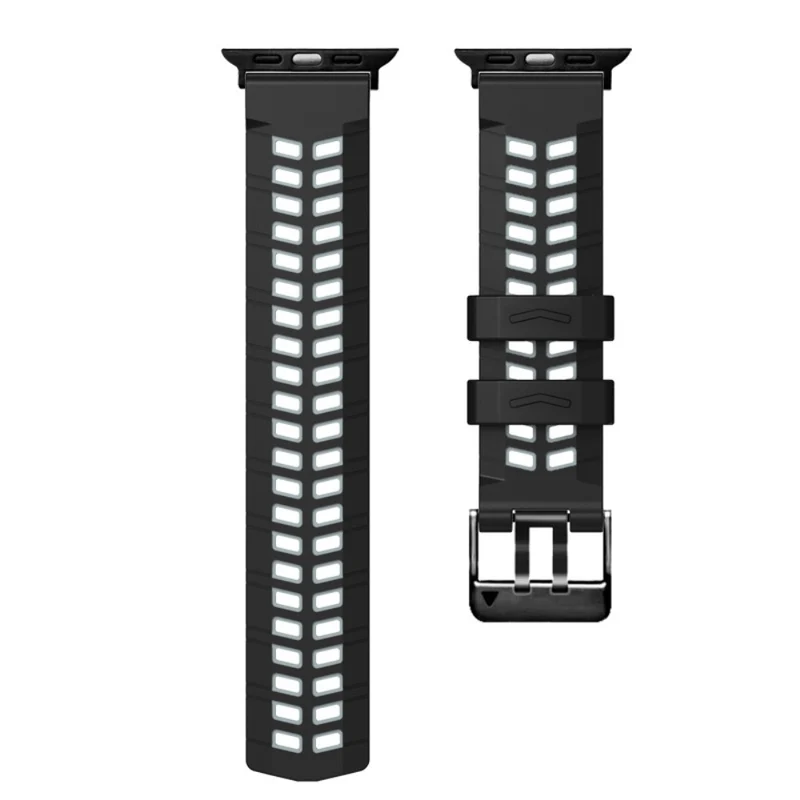 Silicone Dual Color Wrist Strap for Apple Watch - Black+Grey