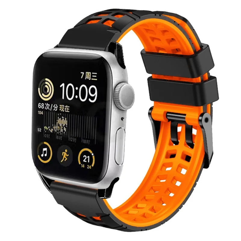 Silicone Dual Color Wrist Strap for Apple Watch - Black+Grey