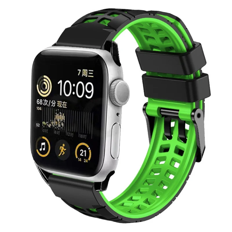 Silicone Dual Color Wrist Strap for Apple Watch - Black+Grey