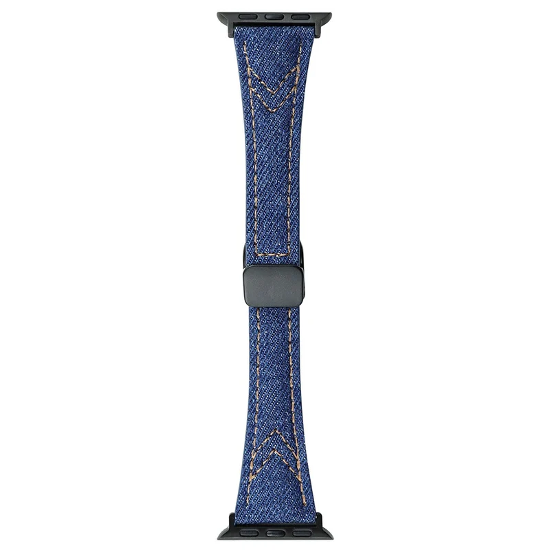 Canvas Denim Magnetic Buckle Watch Strap for Apple Watch Series 1-5 - Blue Denim Color