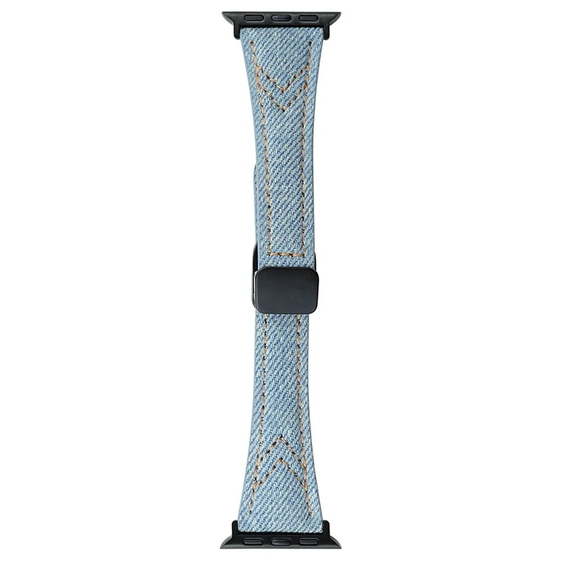 Canvas Magnetic Buckle Watch Strap for Apple Watch Series 1-9 (38mm-40mm) - Blue Denim Color