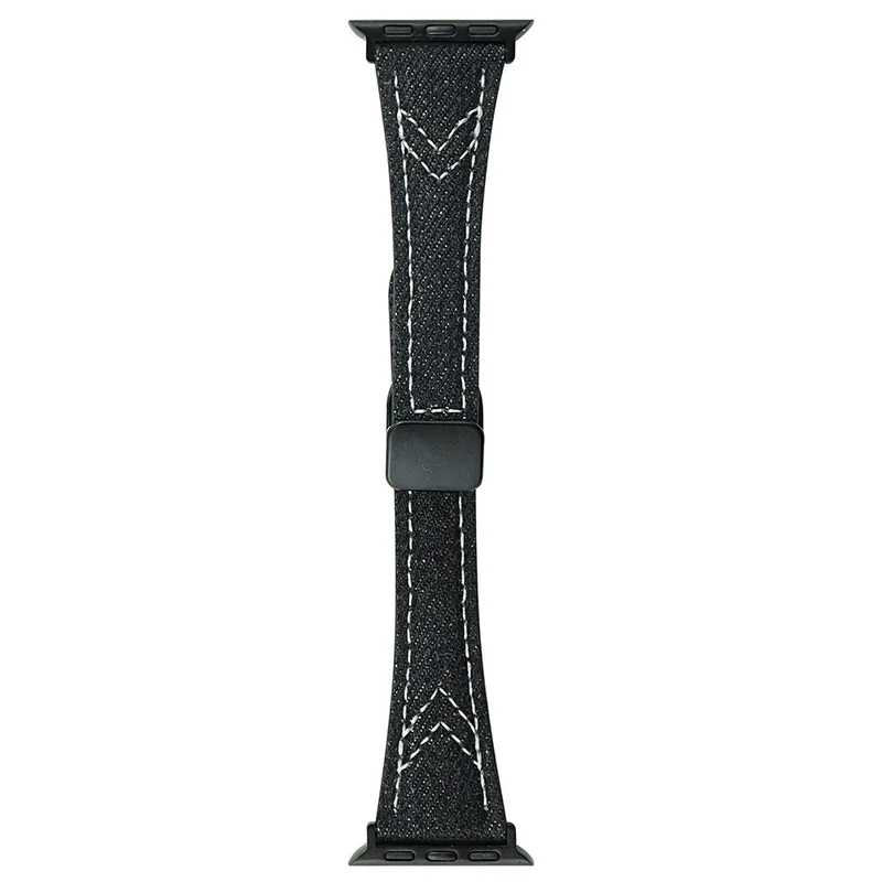 Canvas Magnetic Buckle Watch Strap for Apple Watch Series 1-9 (38mm-40mm) - Blue Denim Color