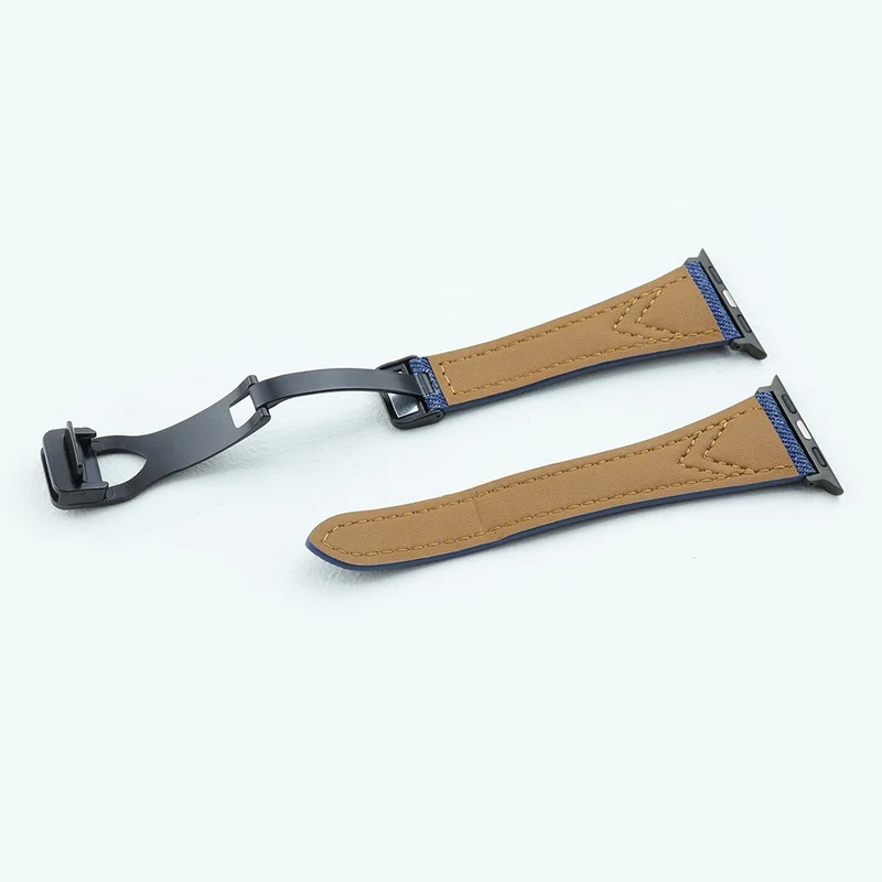 Canvas Magnetic Buckle Watch Strap for Apple Watch Series 1-9 (38mm-40mm) - Blue Denim Color