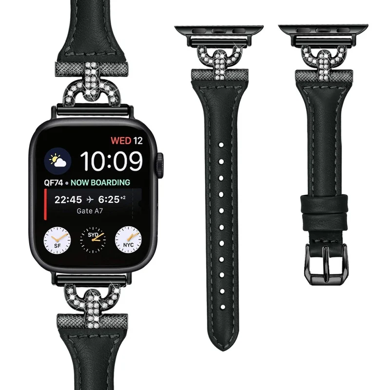 Apple Watch Series 8 (41mm) Genuine Cow leather strap with rhinestone décor