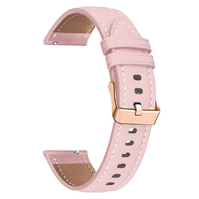 18mm Universal Genuine Cowhide leather strap with gold buckle