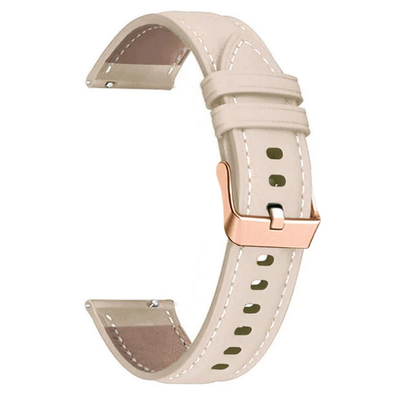 18mm Universal Genuine Cowhide leather strap with gold buckle