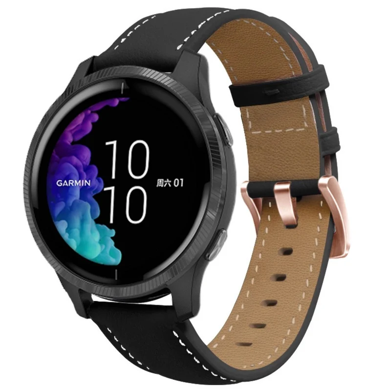 18mm Universal Genuine Cowhide leather strap with gold buckle