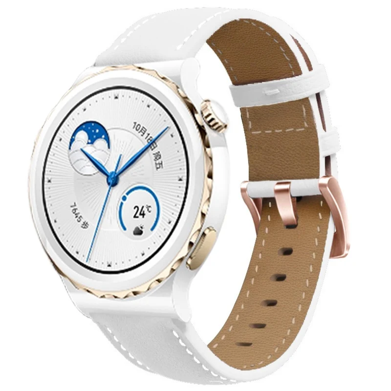 18mm Universal Genuine Cowhide leather strap with gold buckle