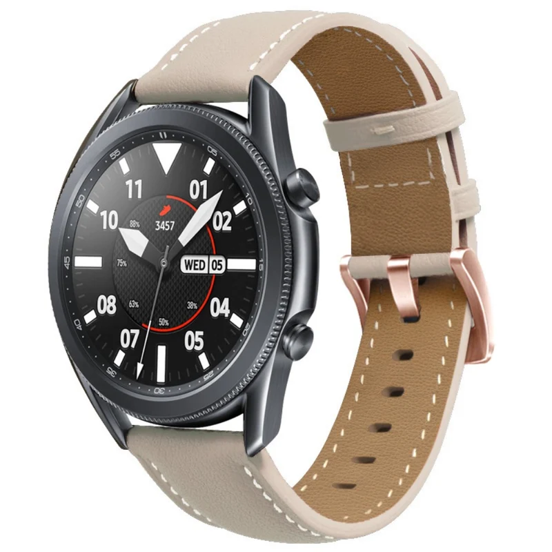 18mm Universal Genuine Cowhide leather strap with gold buckle