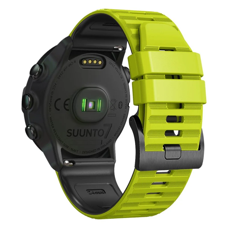 24mm dual color silicone strap for Suunto and Fossil watch - Red / Black