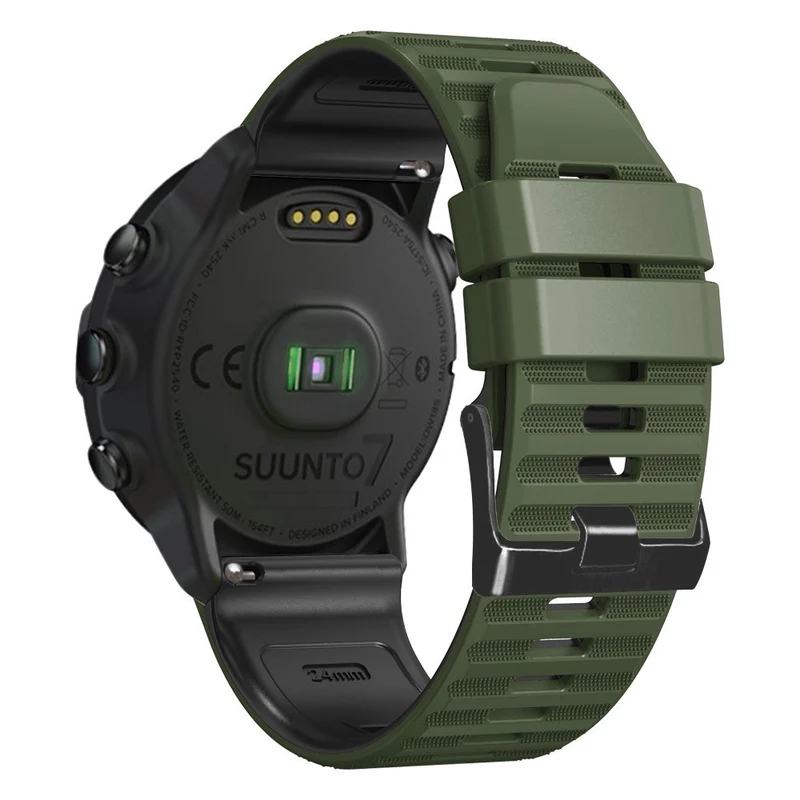 24mm dual color silicone strap for Suunto and Fossil watch - Red / Black