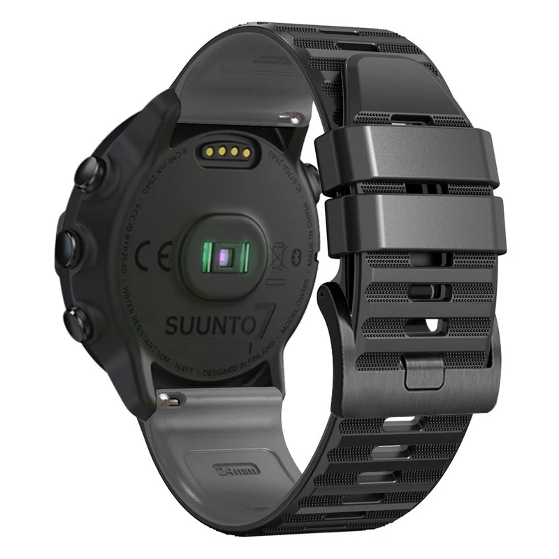24mm dual color silicone strap for Suunto and Fossil watch - Red / Black