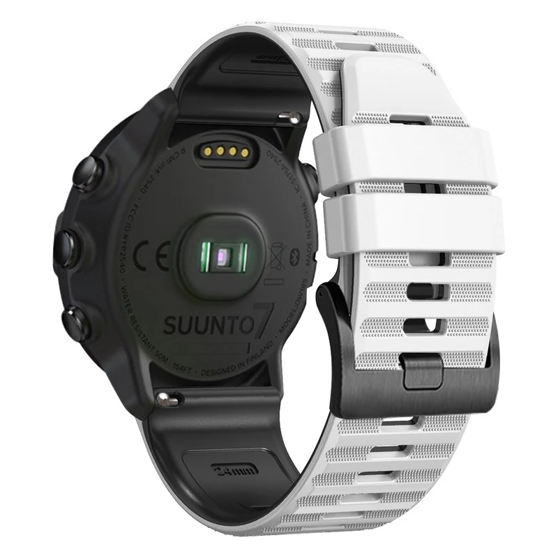 24mm dual color silicone strap for Suunto and Fossil watch - Red / Black