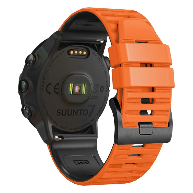 24mm dual color silicone strap for Suunto and Fossil watch - Red / Black