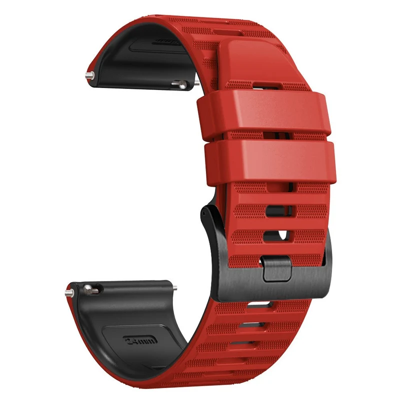24mm dual color silicone strap for Suunto and Fossil watch - Red / Black