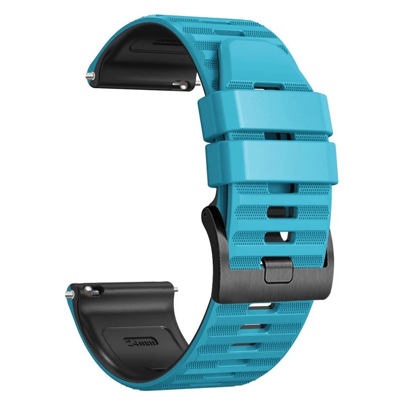 24mm dual color silicone strap for Suunto and Fossil watch - Red / Black