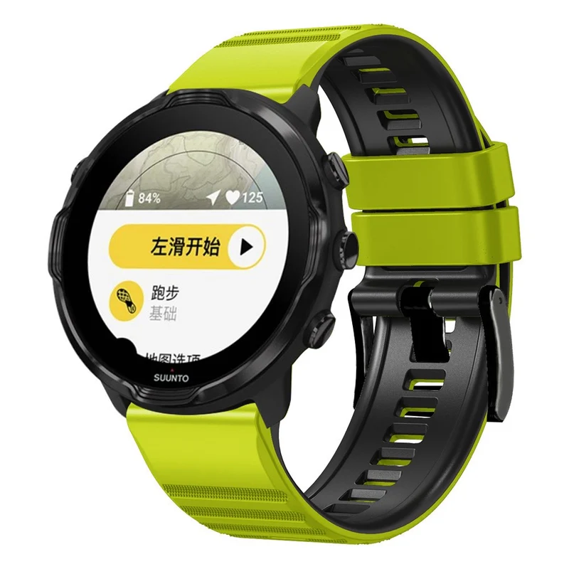 24mm dual color silicone strap for Suunto and Fossil watch - Red / Black