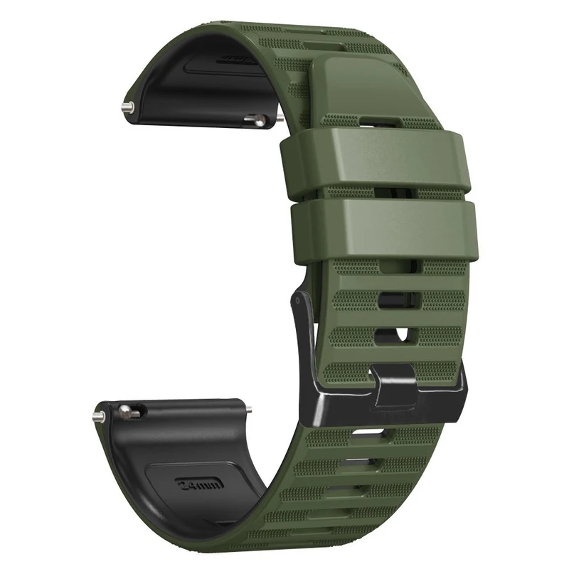 24mm dual color silicone strap for Suunto and Fossil watch - Red / Black