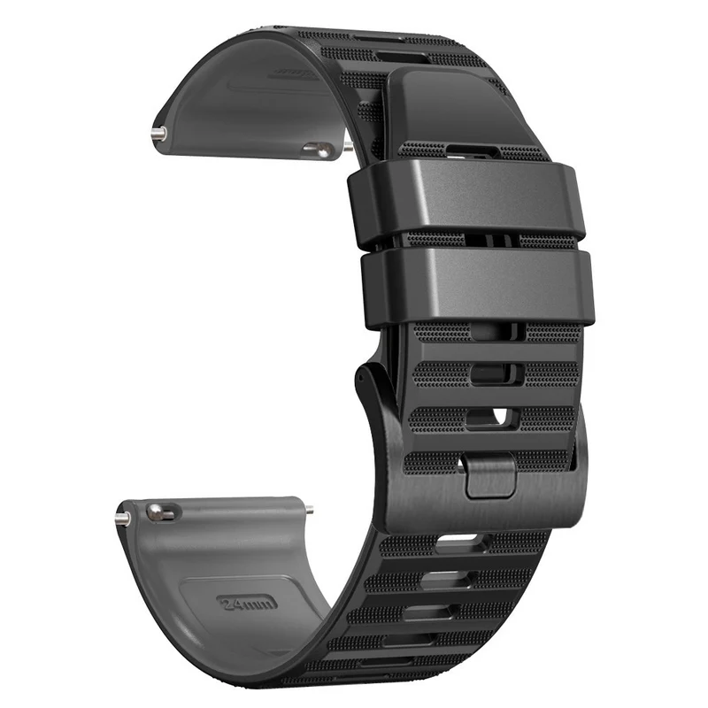24mm dual color silicone strap for Suunto and Fossil watch - Red / Black