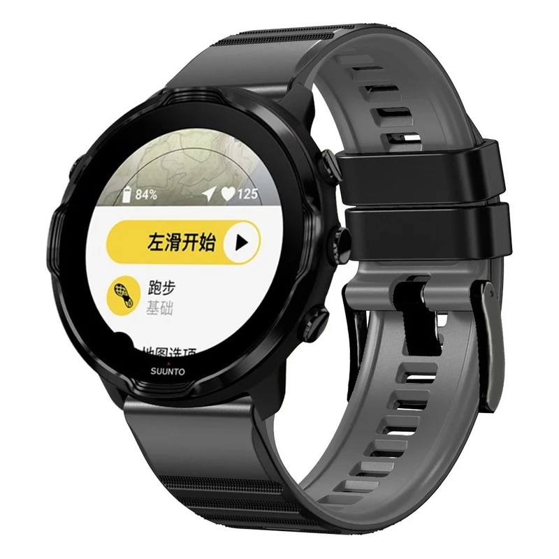 24mm dual color silicone strap for Suunto and Fossil watch - Red / Black