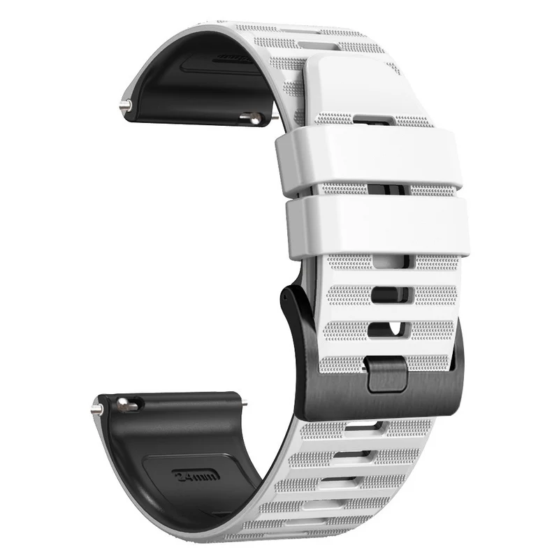 24mm dual color silicone strap for Suunto and Fossil watch - Red / Black