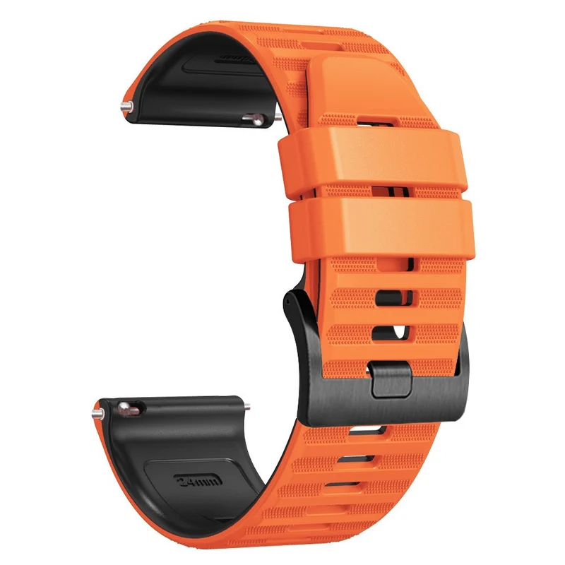24mm dual color silicone strap for Suunto and Fossil watch - Red / Black