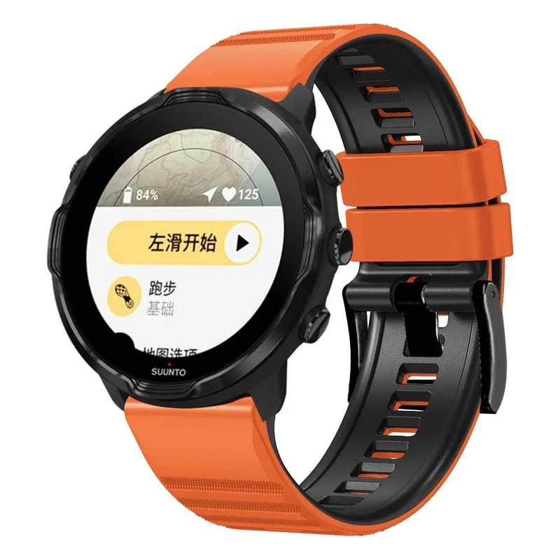 24mm dual color silicone strap for Suunto and Fossil watch - Red / Black