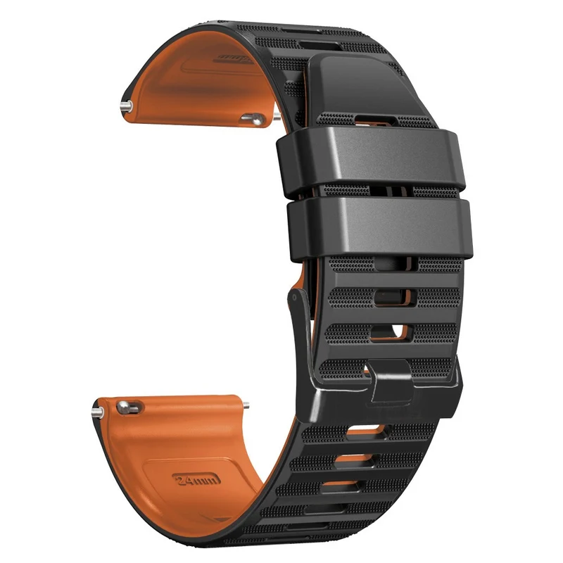 24mm dual color silicone strap for Suunto and Fossil watch - Red / Black