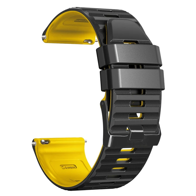 24mm dual color silicone strap for Suunto and Fossil watch - Red / Black