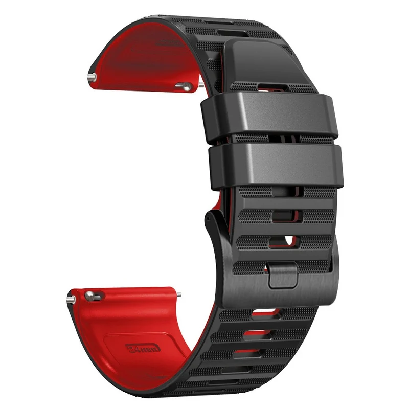 24mm dual color silicone strap for Suunto and Fossil watch - Red / Black
