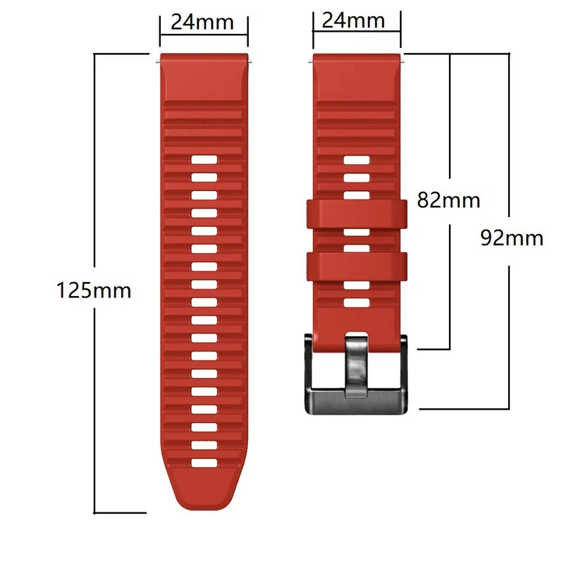 24mm dual color silicone strap for Suunto and Fossil watch - Red / Black