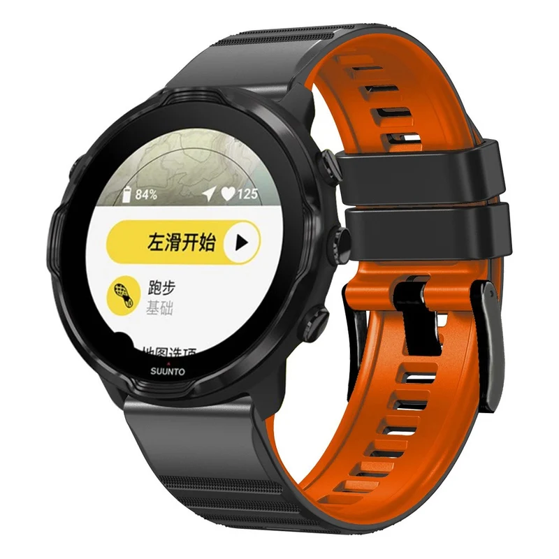 24mm dual color silicone strap for Suunto and Fossil watch - Red / Black