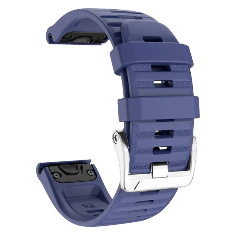 Silicone strap with silver buckle for Garmin / Amazfit and Coros watch - Navy Blue