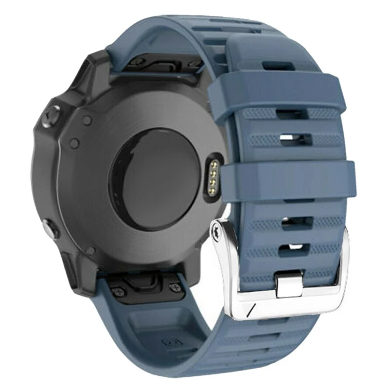 Silicone strap with silver buckle for Garmin / Amazfit and Coros watch - Navy Blue