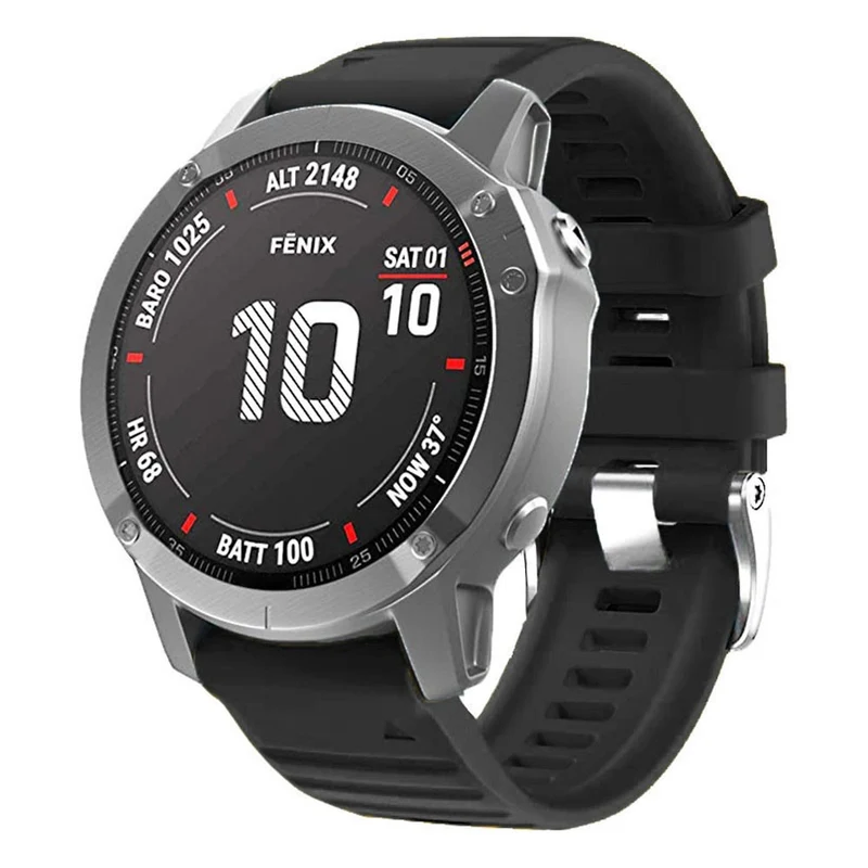 Silicone strap with silver buckle for Garmin / Amazfit and Coros watch - Navy Blue