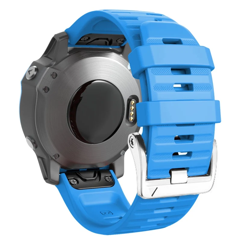 Silicone strap with silver buckle for Garmin / Amazfit and Coros watch - Navy Blue
