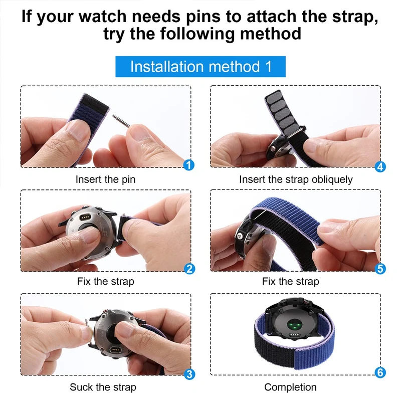 Nylon loop strap for Garmin / Amazfit and Coros watch - Sky Blue