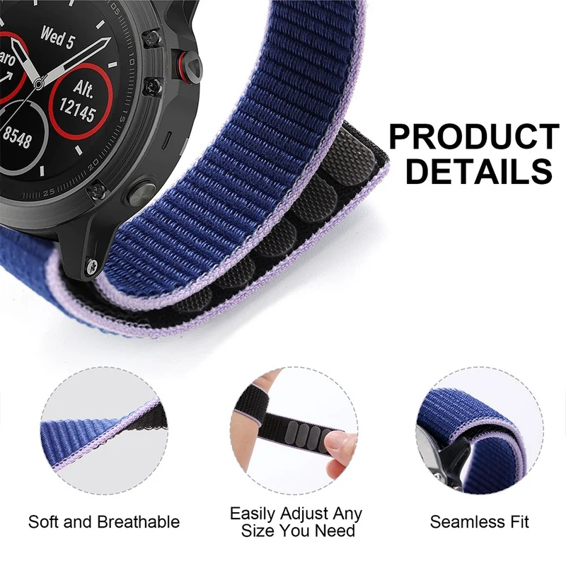Nylon loop strap for Garmin / Amazfit and Coros watch - Sky Blue