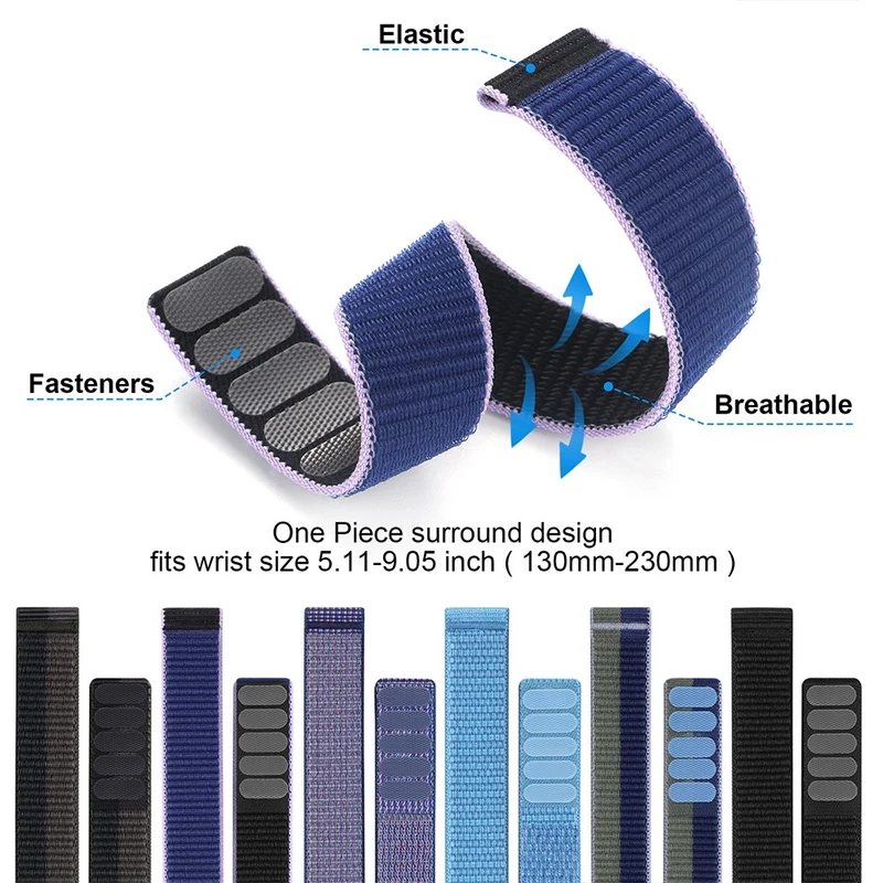 Nylon loop strap for Garmin / Amazfit and Coros watch - Sky Blue