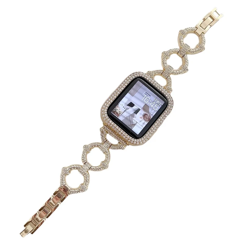 Apple Watch Series 8 (41mm) O-shape rhinestone décor metal strap - Rose Gold