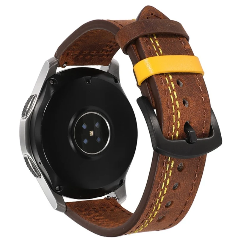 20mm Universal leather strap - Brown / Blue Stitch