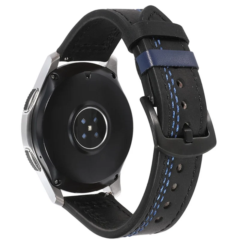 20mm Universal leather strap - Brown / Blue Stitch