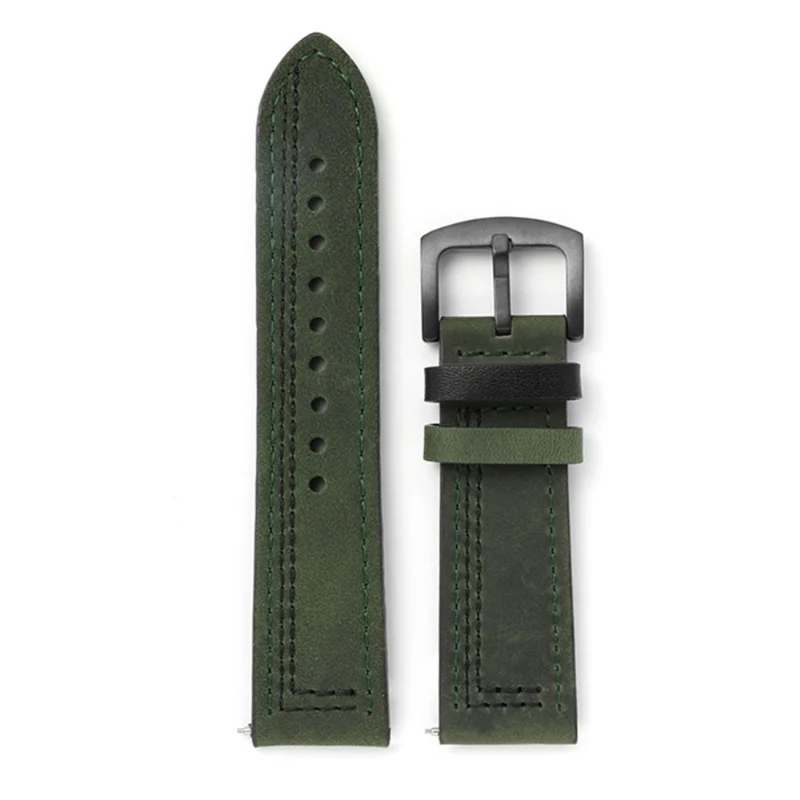 20mm Universal leather strap - Brown / Blue Stitch