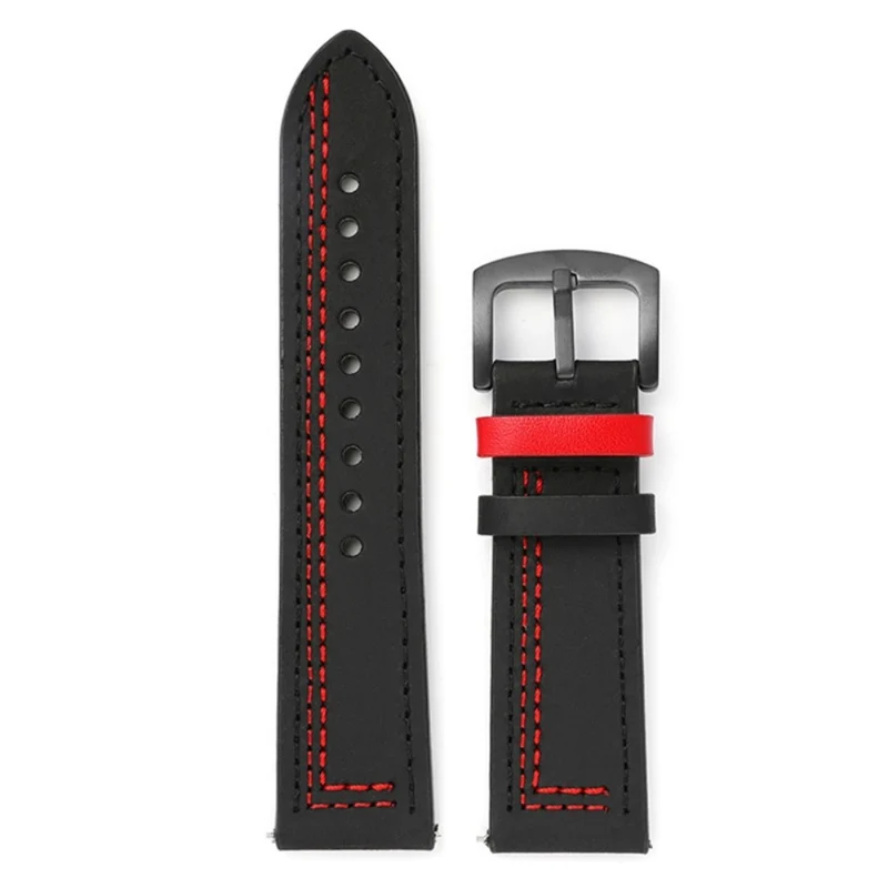 20mm Universal leather strap - Brown / Blue Stitch