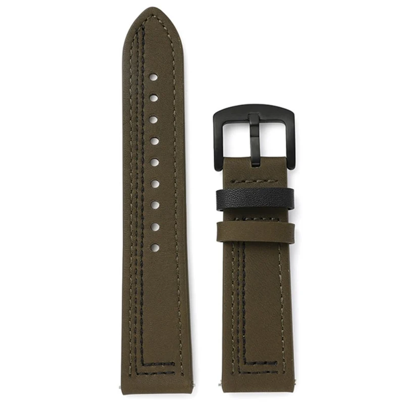 20mm Universal leather strap - Brown / Blue Stitch